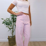 Utility Seamed Stripe Barrel Denim