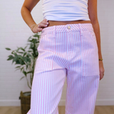 Utility Seamed Stripe Barrel Denim