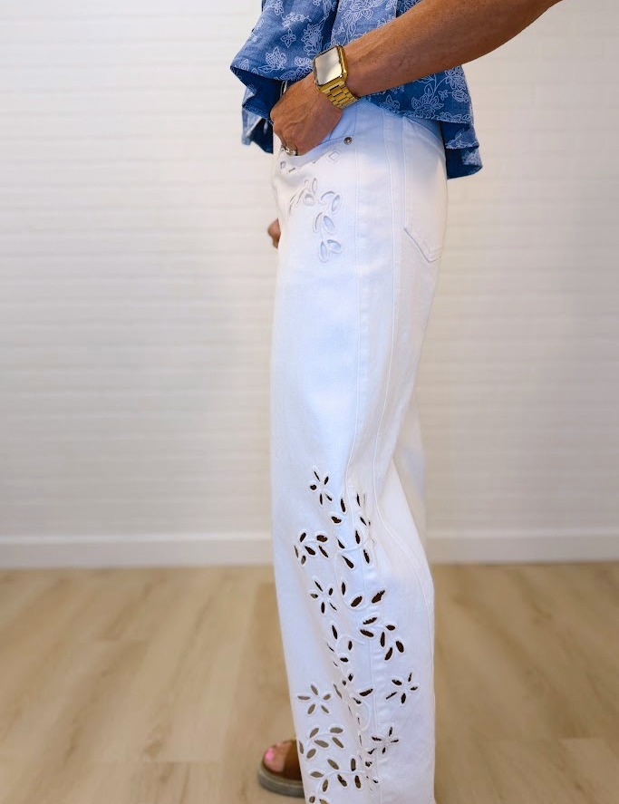 High Rise Low Curve Barrel With Embroidery