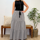 Gingham Tiered Midi Skirt