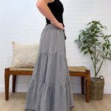 Gingham Tiered Midi Skirt