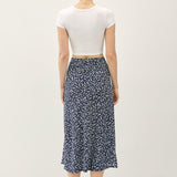 Print Elastic Waist Midi Skirt