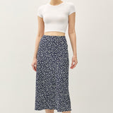 Print Elastic Waist Midi Skirt