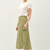 Print Elastic Waist Midi Skirt