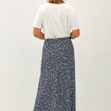 Print Elastic Waist Midi Skirt