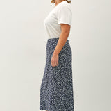 Print Elastic Waist Midi Skirt