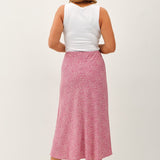 Print Elastic Waist Midi Skirt