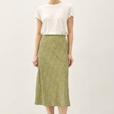 Print Elastic Waist Midi Skirt