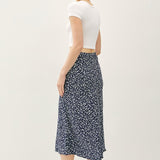 Print Elastic Waist Midi Skirt