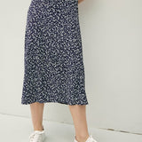 Print Elastic Waist Midi Skirt
