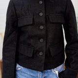 Button Down Solid Tweed Jacket