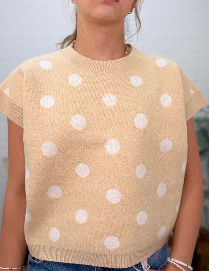 Polka Dot Knit Sleeveless Top