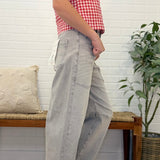 Mid Rise Barrel Patch Pocket Jeans - Stretchy