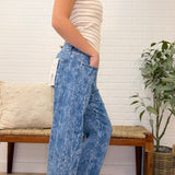 Slouchy Crop Barrel Python Print Roll-up Cuffed Jeans