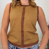 Crew Neck Button Down Sleeveless Cardigan