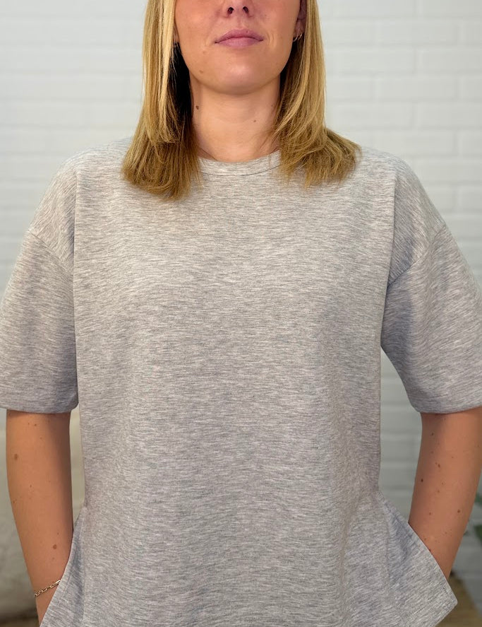 Short Sleeve Round Neck Oversized Soft Modal Scuba Knit Top