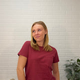 Short Sleeve Round Neck With Pocket Garment Dye Knit Top