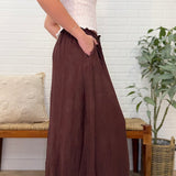 Waist Elastic With Tie Detail Crinkle Woven Long Skirt