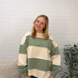Oversized Color Block Long Sleeve Pullover