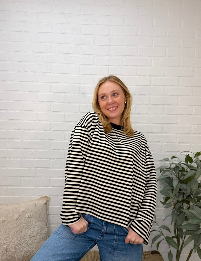 Oversized Stripe Long Sleeve Top