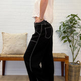 Wide Leg Woven Pants W/ Belt