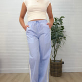 Wide Check Pants W/ Lace Trim