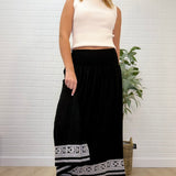 Embroidered Hem Maxi Skirt