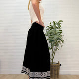 Embroidered Hem Maxi Skirt