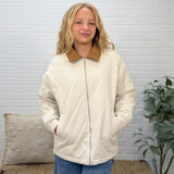 Corduroy Collar Quilted Zip-up Jacket