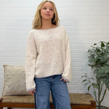 Boat Neck Contrast Trim Long Sleeve Knit Sweater