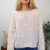 Boat Neck Contrast Trim Long Sleeve Knit Sweater