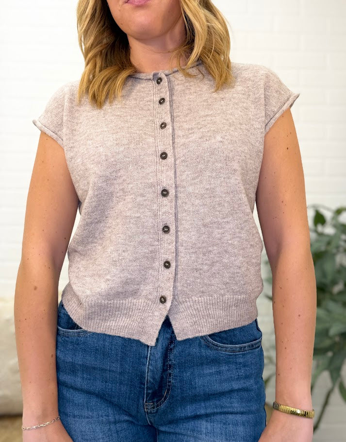 Raw Edge Sleeveless Lightweight Cardigan