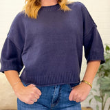 Exposed Seam Drop Shoulder Short Sleeve Pullover