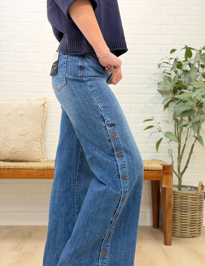 High Rise Wide Leg With Snap Buttons