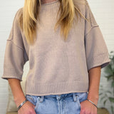 Exposed Seam Drop Shoulder Short Sleeve Pullover