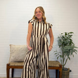 Sleeveless Wide Leg Stripe Jumpsuit