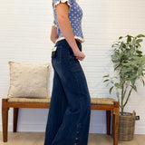 High Rise Wide Leg With Button Slit