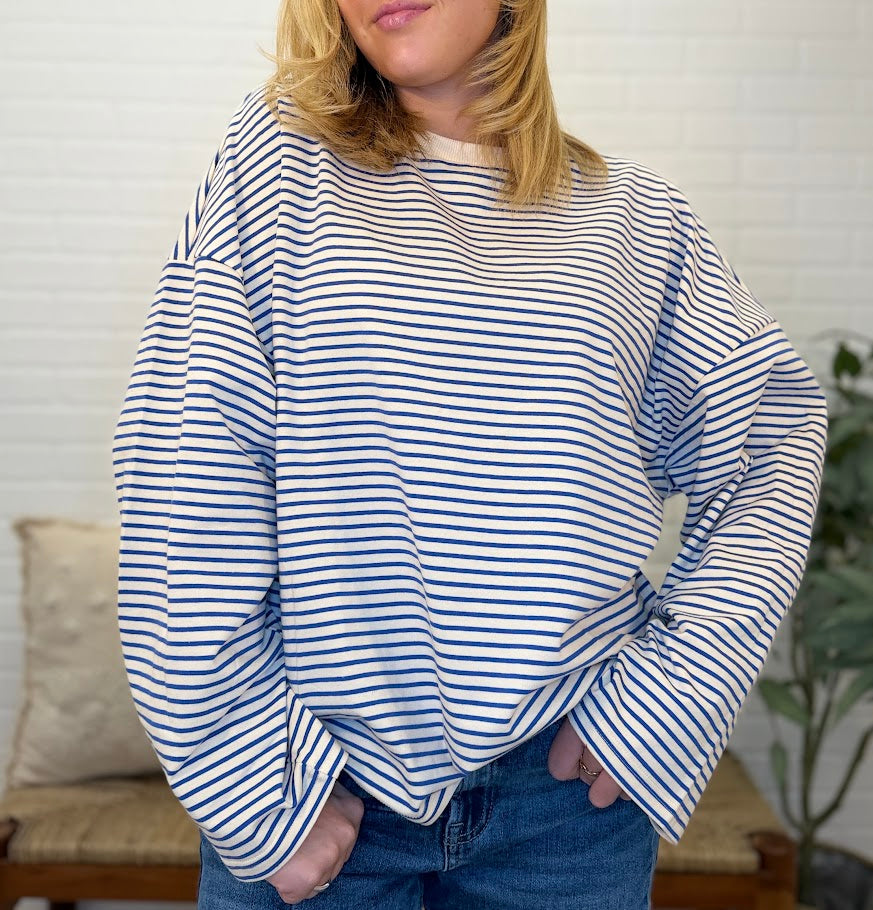 Striped Oversized L/s Knit Top
