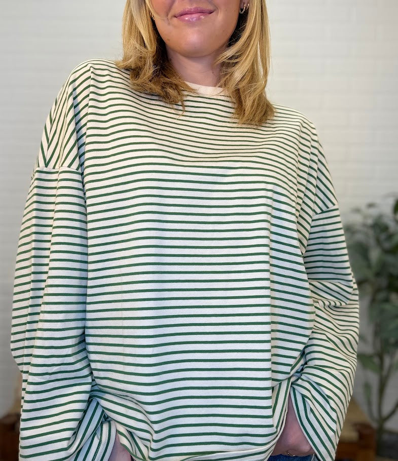 Striped Oversized L/s Knit Top