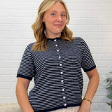 Stripe Button Down Knit Cardigan