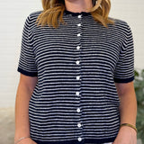 Stripe Button Down Knit Cardigan