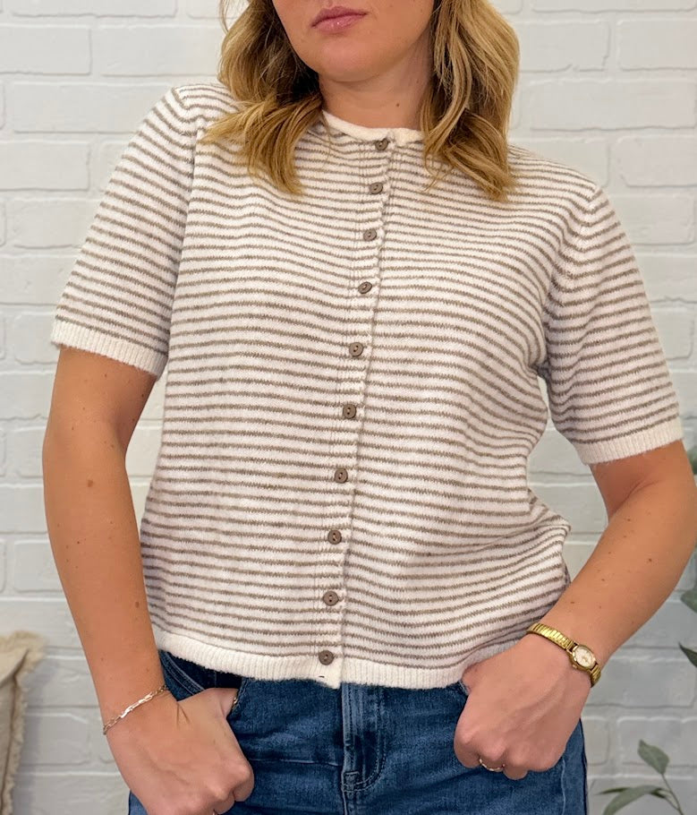 Stripe Button Down Knit Cardigan