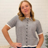Stripe Button Down Knit Cardigan