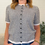 Stripe Button Down Knit Cardigan