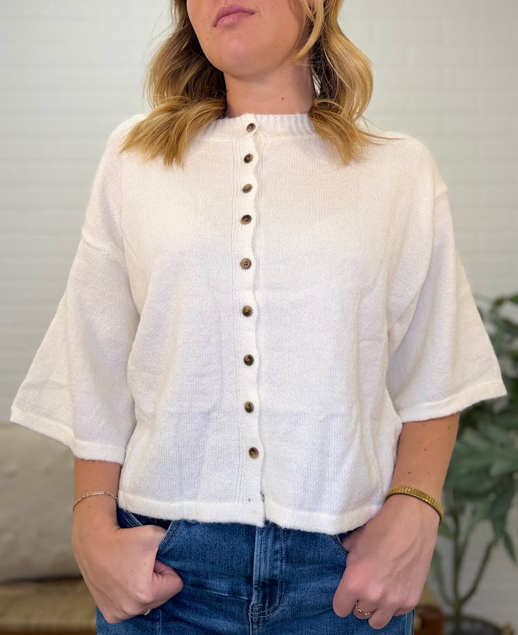 Button Down Knit Sweater Cardigan