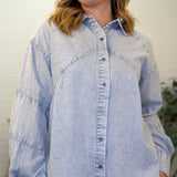 Mineral Washed Chambray Long Sleeve Top