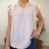 Polka Dot With Ruffle Cap Sleeve