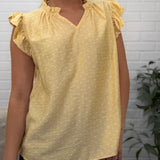 Polka Dot With Ruffle Cap Sleeve