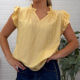 Polka Dot With Ruffle Cap Sleeve