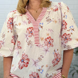 Bubble Sleeve Printed Top
